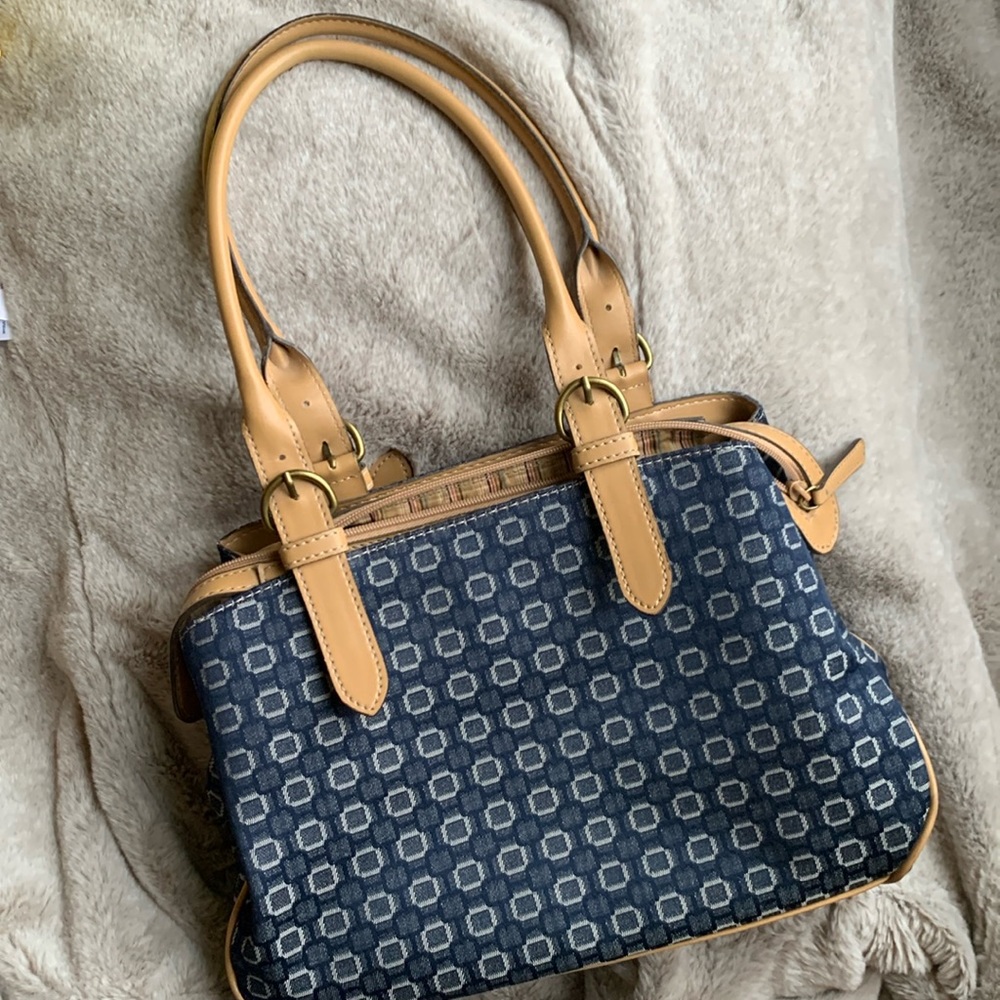 NINE WEST denim purse with tan straps
